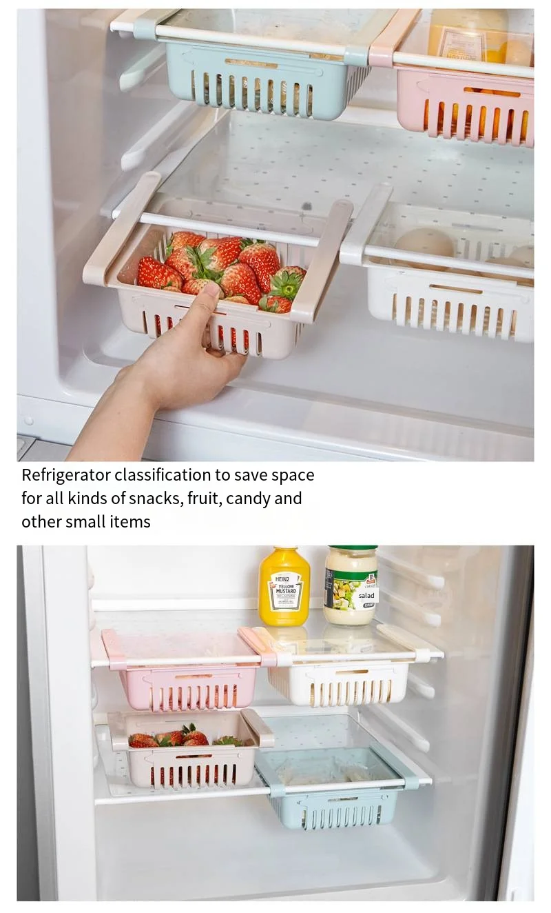 Refrigerator retractable storage basket drawer storage shelf crisper freezer box manufacture