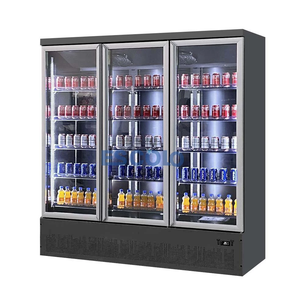 Supermarket Beverage Fridge Showcase Door Commercial Display Cold Drink  Refrigerator Freezer with Automatic Defrost - Main Image