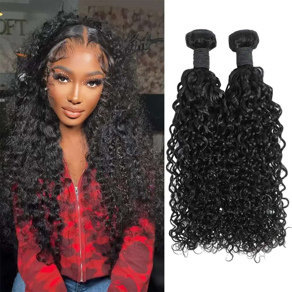 Pacchetti di capelli brasiliani, pacchetti di capelli umani Water Wave, pacchetti di capelli ricci Water Wave di colore naturale, intrecci di capelli spessi_voghion.com