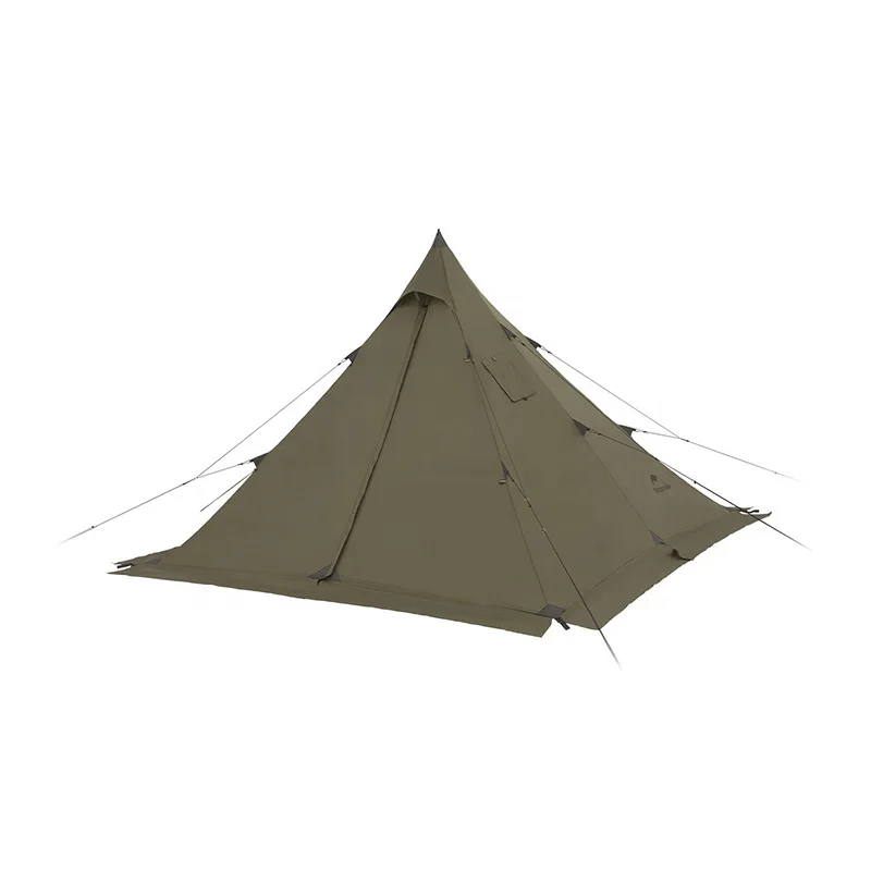 Tienda de campaña tipo tipi con forma de pirámide y fogata de Naturehike para adultos al aire libre