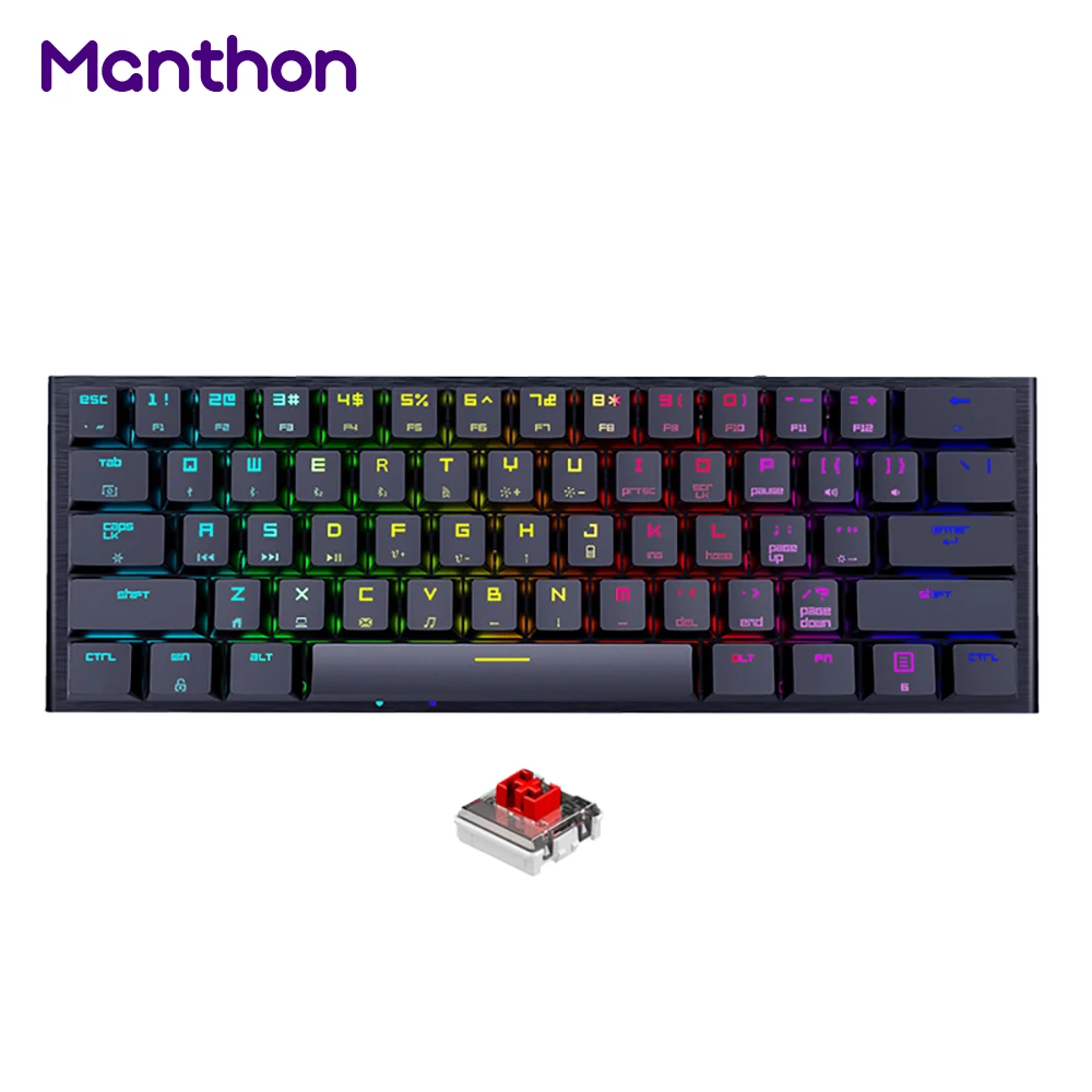 Trimode Thin Style Gaming Mechanical Keyboard With 60 61 Keys