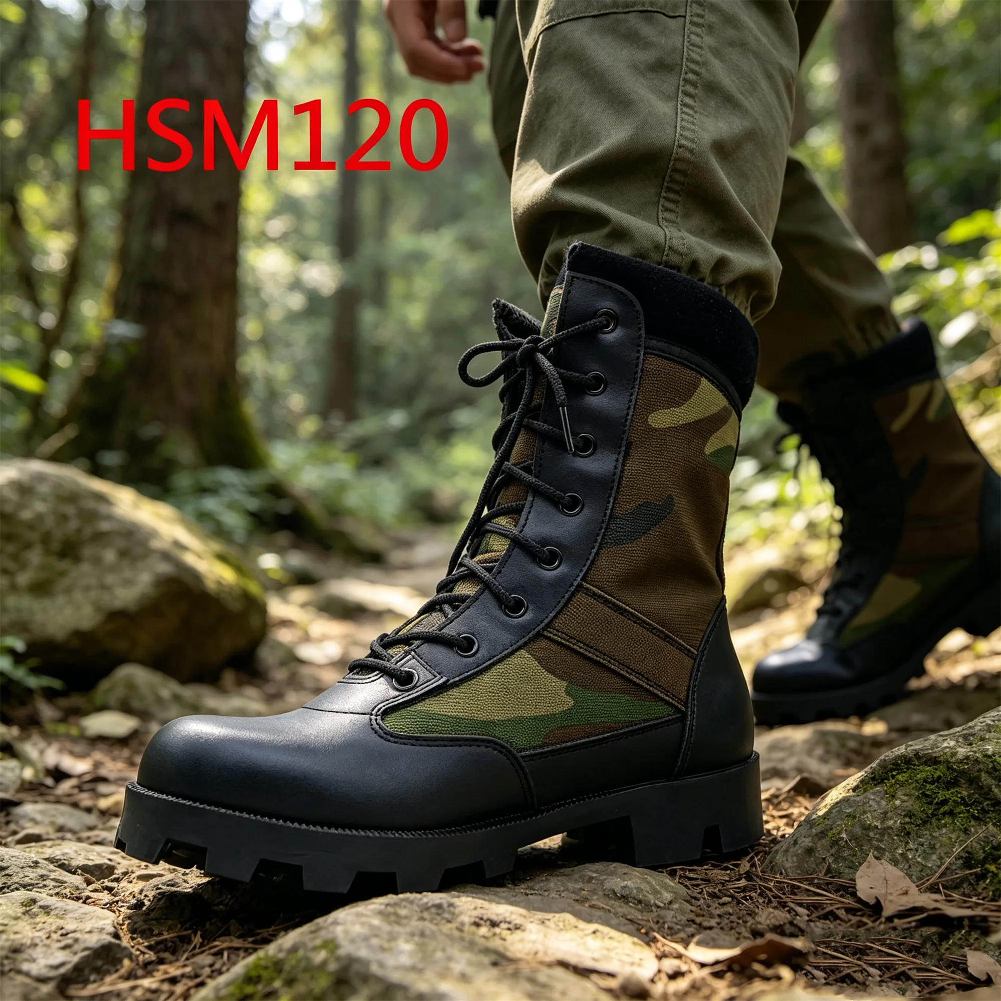 ZYF,woodland Trek Scuff Resistant Altama Rubber Outsole Combat Boots Camouflage Pattern Nylon Fabric Hunting Boots HSM120