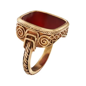 Custom Gemstone Jewelry 925 Silver Gold Plated Carnelian Ring
