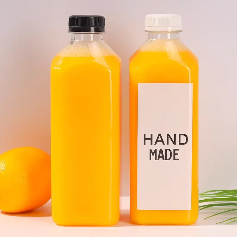 Custom Logo 350ml 500ml Empty Plastic Juice Bottles With Caps Reusable Transparent Bulk Beverage Containers