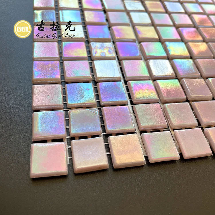 Iridescent Pink Tile Pool Swimming Tiles Hot Melt Glass Mosaic