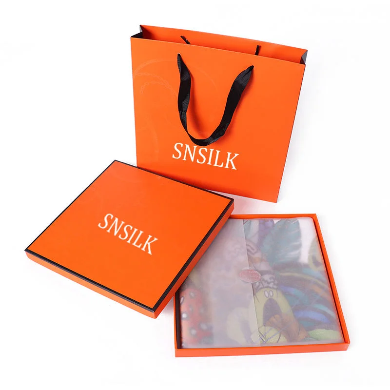 Scarf Manufacturer Luxury Custom 18 Momme Silk Twill Head Scarves With Logo Gift Box