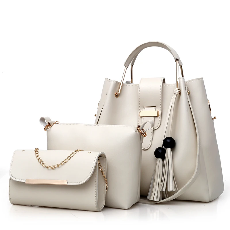 Wholesale Custom High Quality Elegance Ladies Red Leather Formal Hand Bags Sets 3 in 1 Handbags for Women