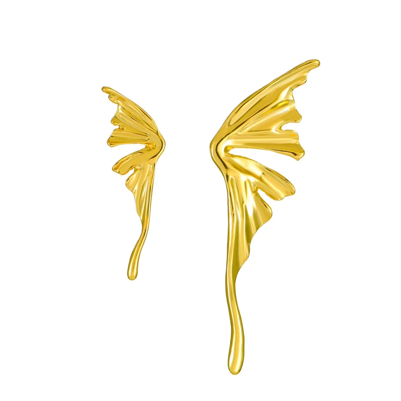Wholesale Bulk Trendy 18K Gold Plated Huggie Butterfly Design Earrings with Rhinestone & Crystal Unisex