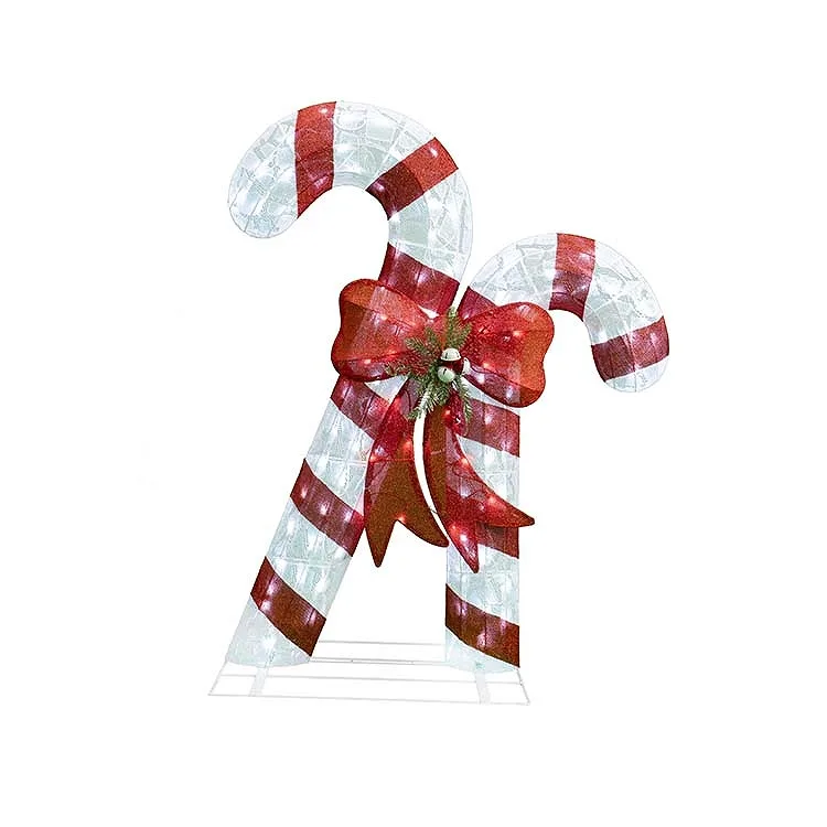 야외용 45인치 LED 천 소재 캔디 케인 모티프 조명 105L, 크리스마스 트리 스타일, 220V, 명절 장식용