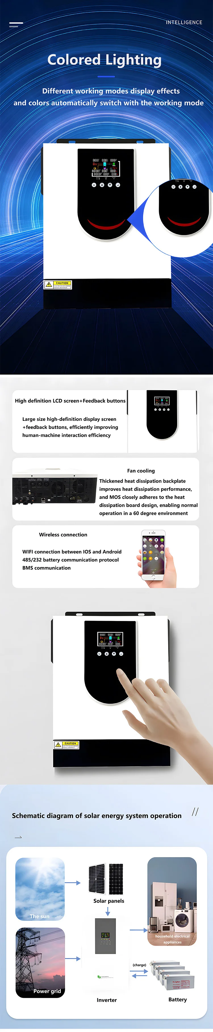 3KW 3000W 24V 5KW 5000W Hybrid Solar Inverter 48V Pure Sine Wave off ...