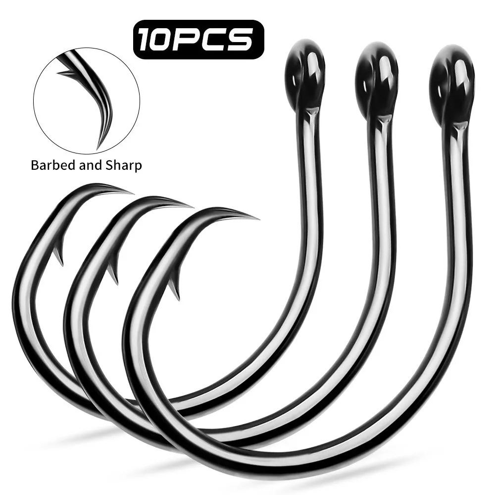 black saltwater fishing hook Mustad Demon Perfect Circle, in Line - Nickel-Size 1/0 Fishing Hooks Offset Octopus Circle Hooks Saltwater 10pcs High Carbon Steel Black