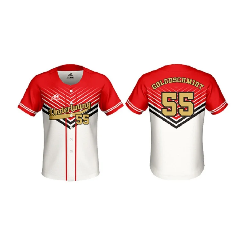 Wholesale Wholesale red color Baseball uniform full sublimation design by  own design OEM baseball jersey for team From m.