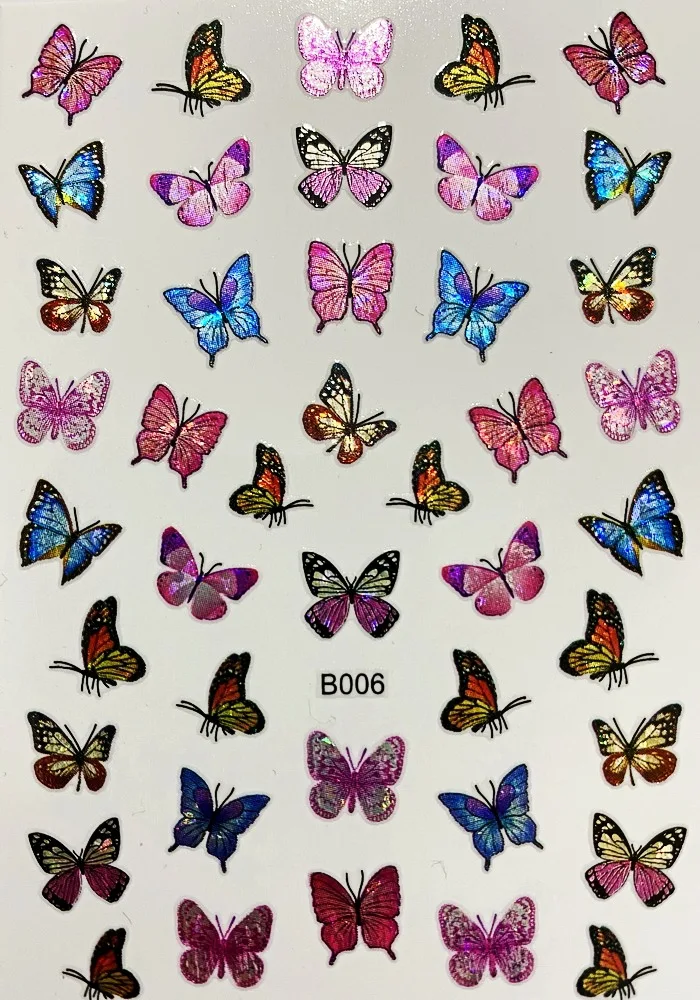 Hot Selling 3d Sticker Diy Nail Decals Butterfly Stickers Nail Art