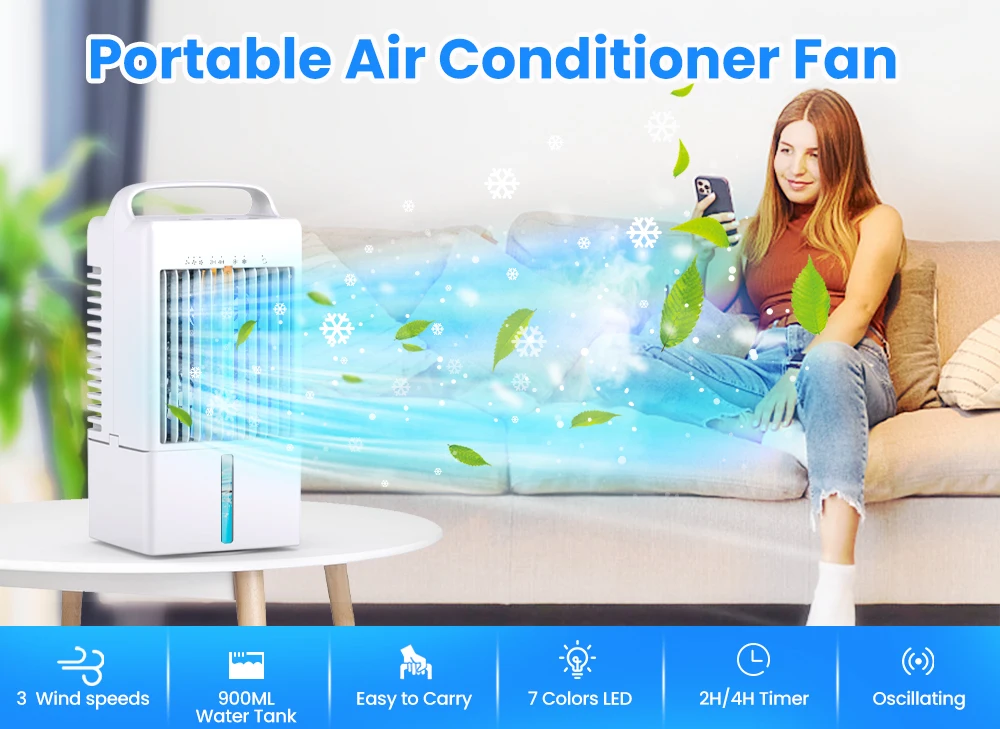 Mini Space Table Evaporative Air Cooler 3 Speeds Mini Portable Small