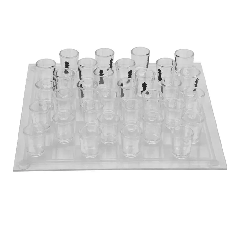 25*25 см Общая спецификация и 32 шахматные фигуры выстрел стекло Набор для игры в шахматы Алкогольная