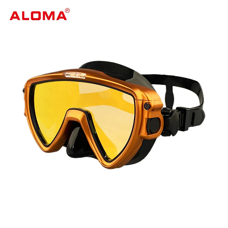 Aloma 2024 New coated Tempered Glass single lens scuba diving gear Goggles snorkeling diving Mask for adults