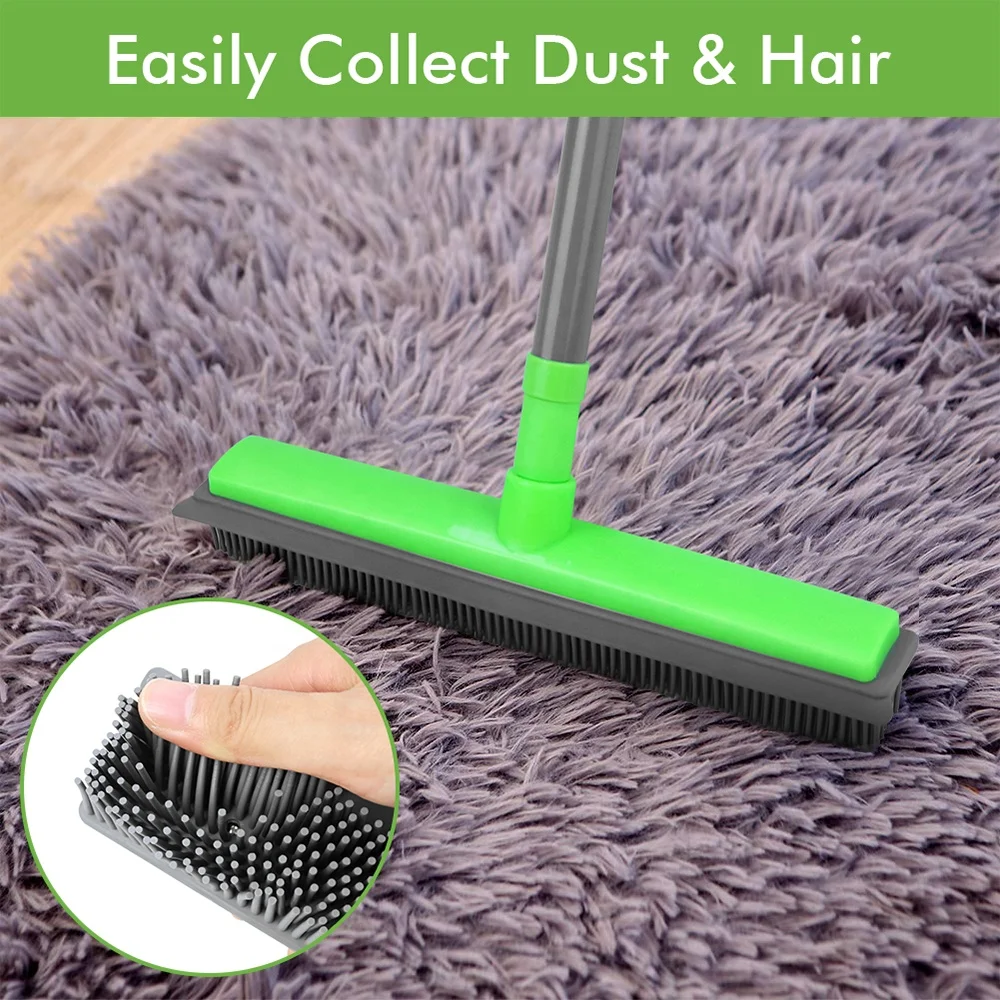 Adjustable Handle Carpet Rubber Broom With Squeegee Rubber Squeegee Head Broom