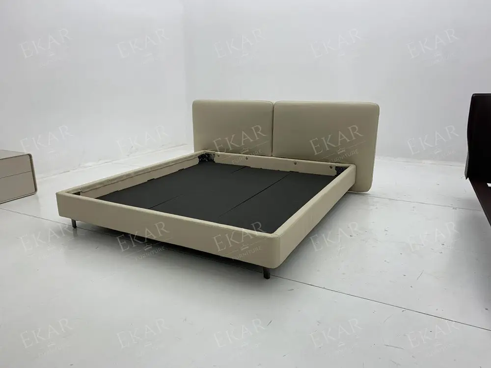 product aluminum alloy glossy black legs wood panel bed frame  solid wood bed-69