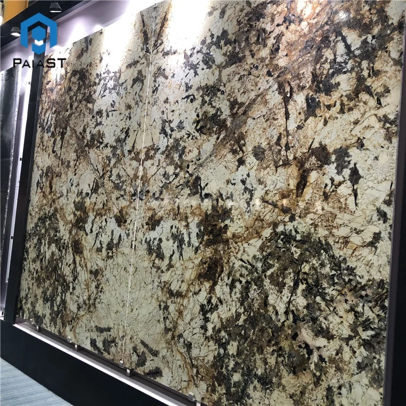 استيراد حجر طبيعي جرانيتي ذهبي على شكل فراشة، ألواح جرانيتية لتصنيع أسطح الطاولات