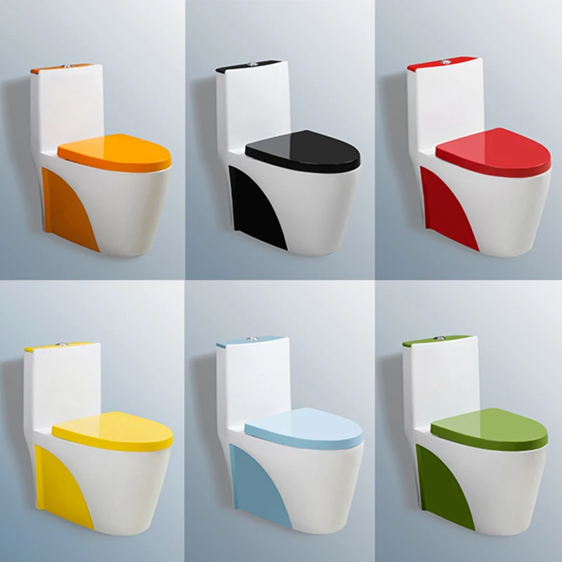 Double Colored Floor Standing Modern Wc Porcelain One-Piece Toilet Dual Flush Multicolor Bathroom Toilet