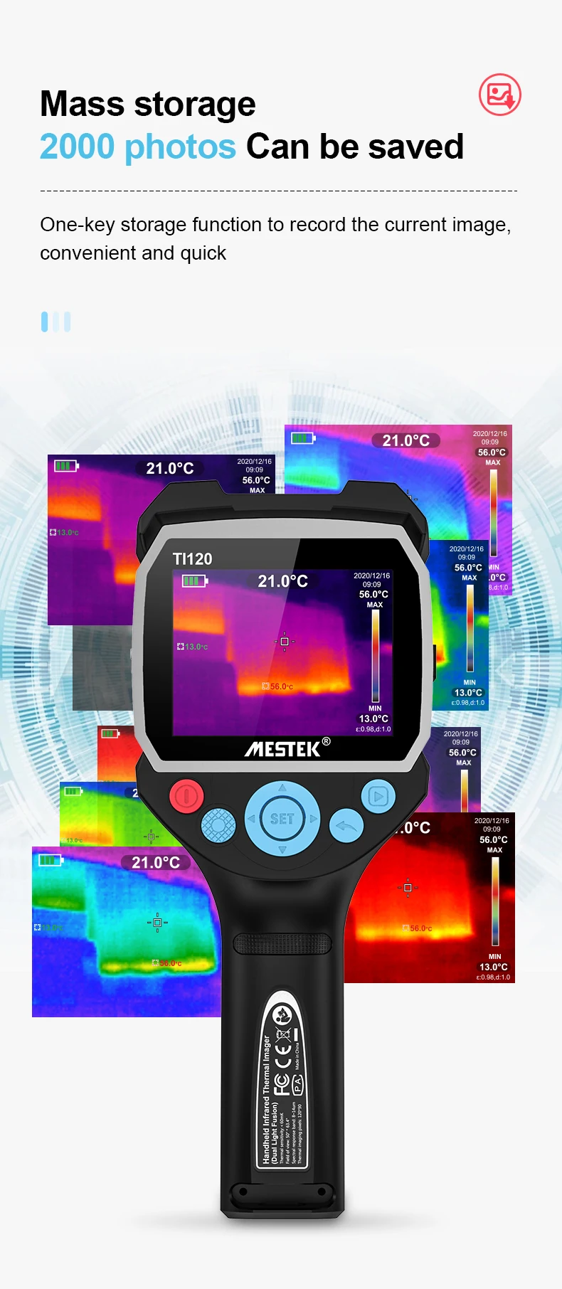Mestek Handheld Temperature Thermal Imaging Camera 20400c Color