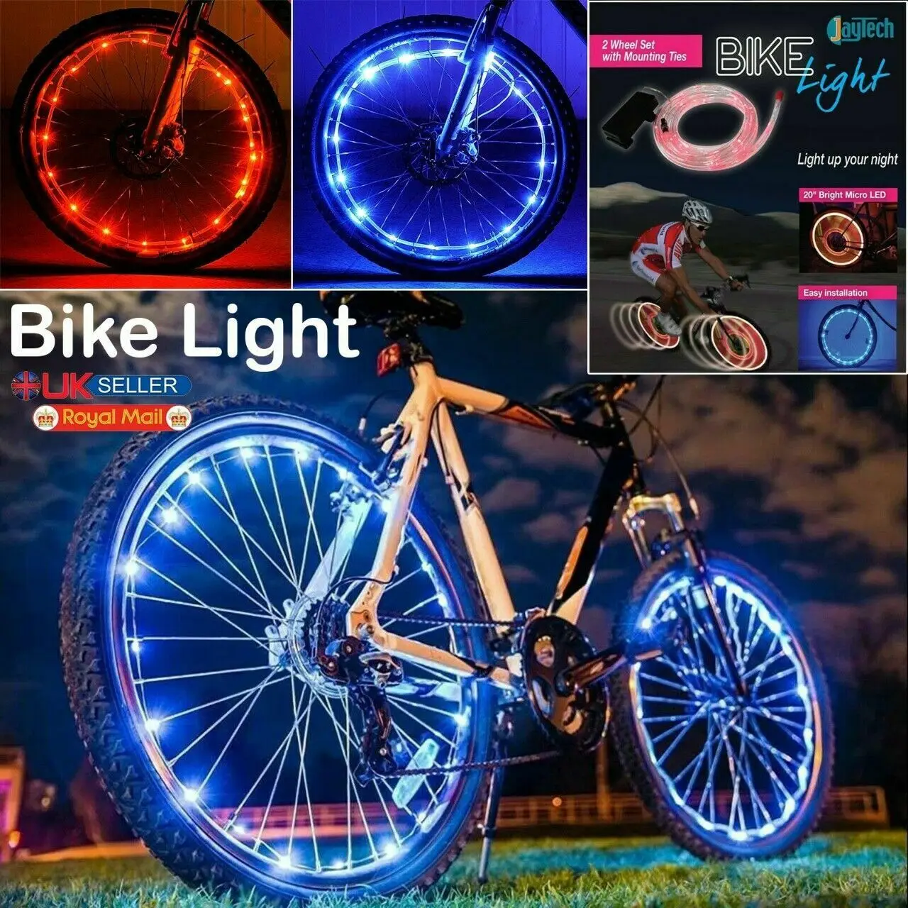 4x Bike Bicycle Cycling Wheel Spoke Wire Tyre Bright LED Light Lamp New