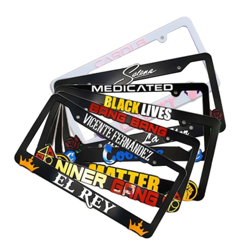 Custom Design License Plate Frame UV Printing Black Plastic License Plate Frame for Cars Decoration