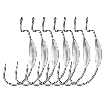 Gs 3#-5/0 Carbon Steel Wide Barbed Fishhook Crank Hook Soft Lure Worm Hook Bait Crank Fishing Hook with Lead – Soft Lure – view 2