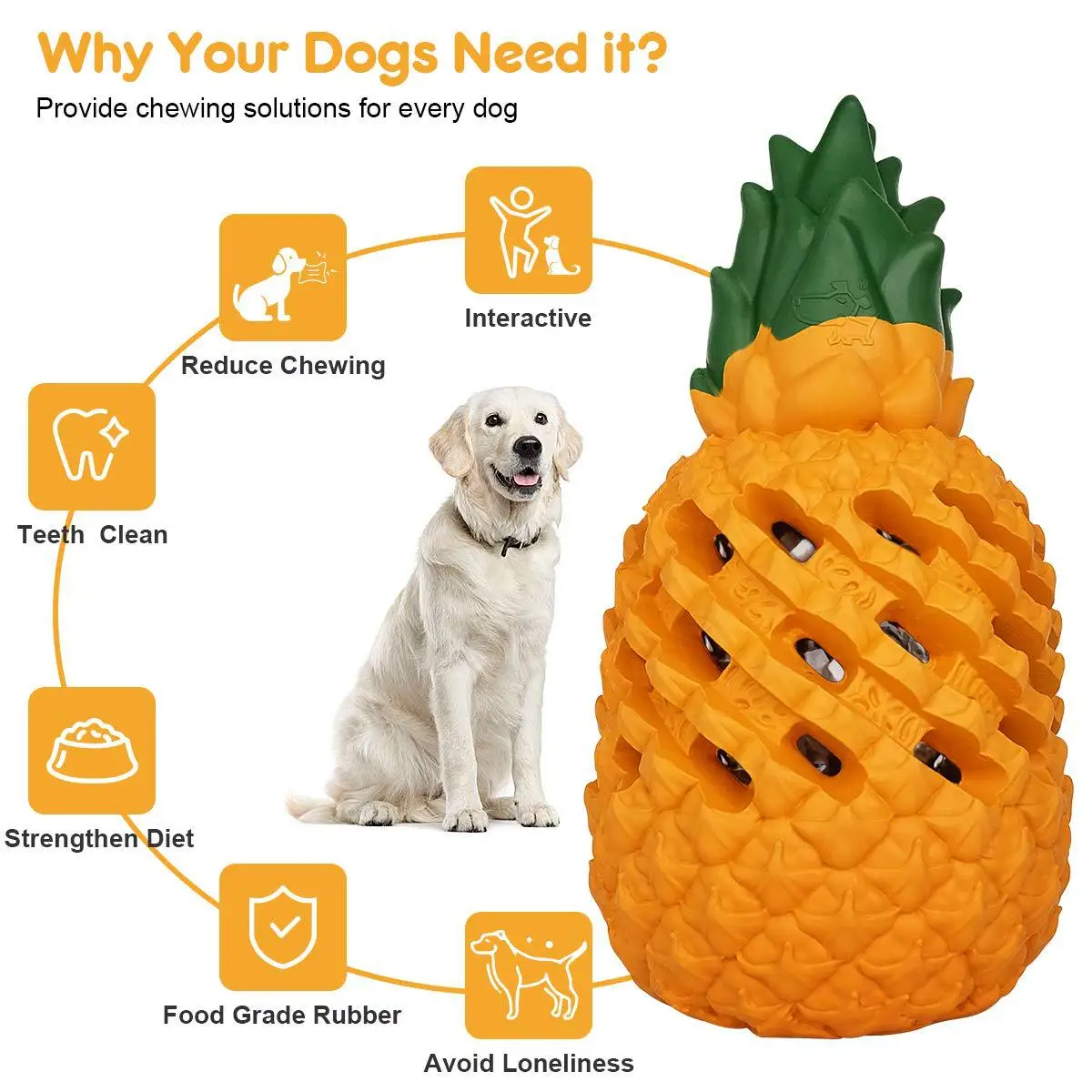 Rubber Pineapple Food Leaking  Hide and Seek Indestructible Interactive Dog Treat Toy Pet Chew Dog Toys