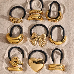 Ilona New HOT 18k Gold Plated Stainless Steel Vintage Beauty Hair Tie Twist Circle Hair Accessories for Giveaway Gift