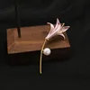 GO0382-8 Spilla con perle di tulipano rosa