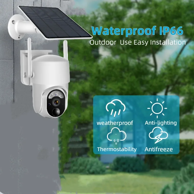 3MP PTZ Solar Security Camera System Wireless Outdoor with Spotlight