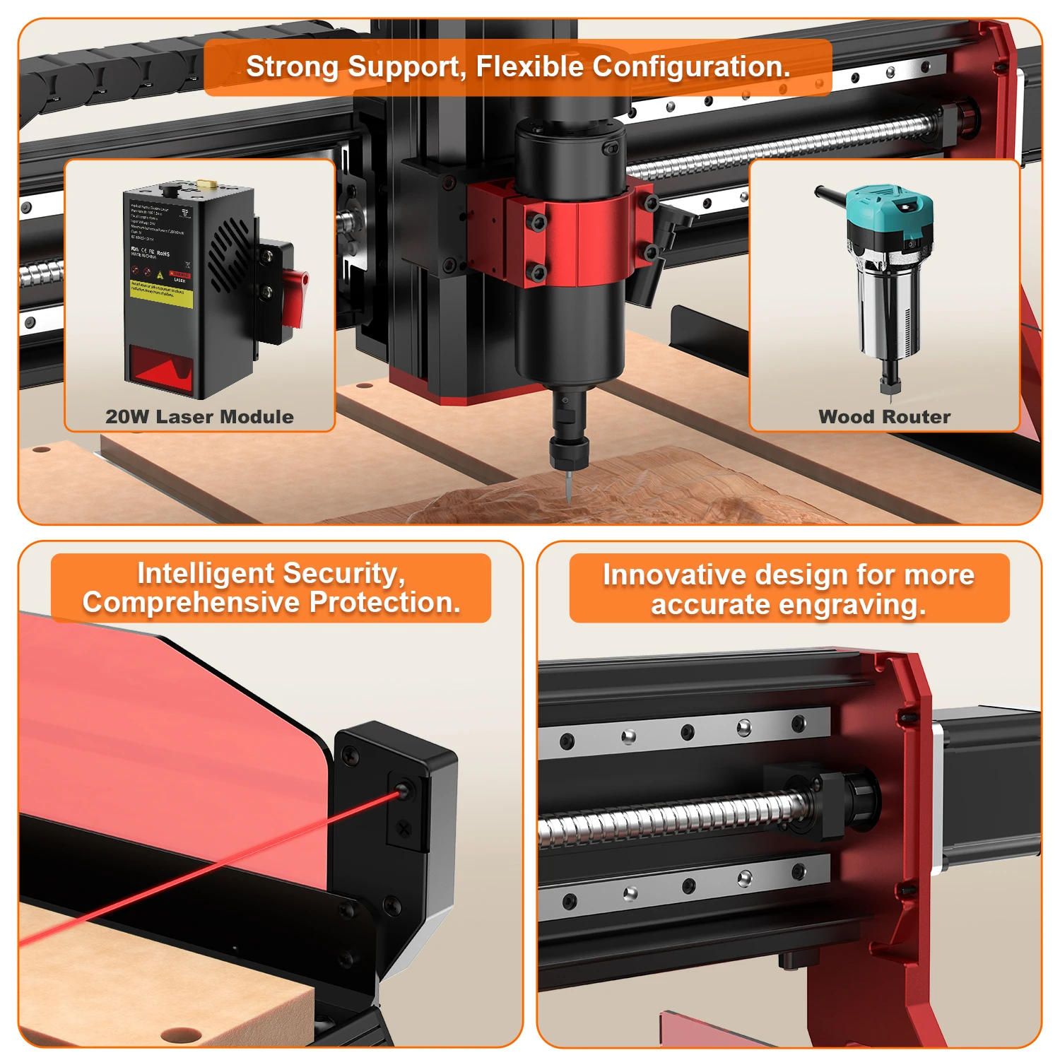 China TWOTREES TTC6050 4-Axis CNC Router for Precision Wood and