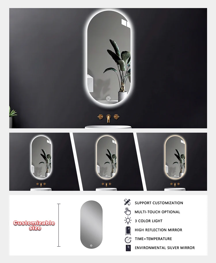 product stainless steel led smart bathroom mirror  aluminum alloy hanging  mirror for salon or bathroomhome hotel salon-4