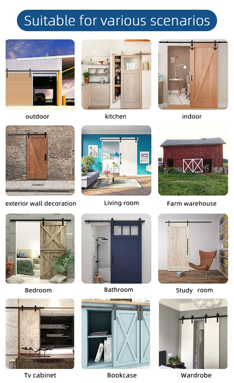 Hoone Hidden Track Barn Door Rail Accessories System Heavy Duty