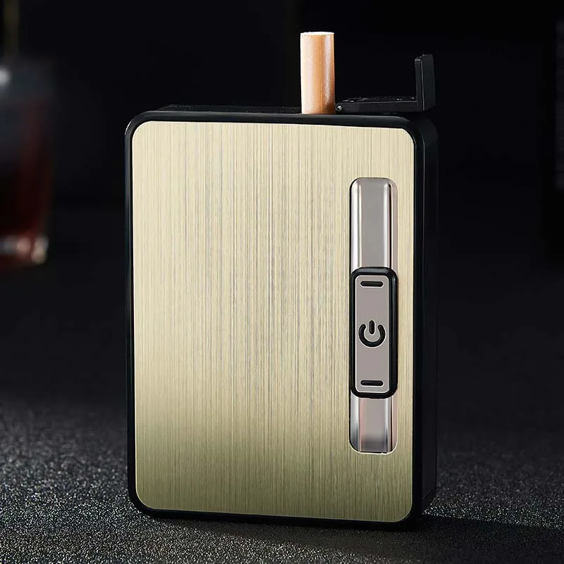 New Cigarette case with USB Lighter Built-in Heat Coil Lighter case Cigarette Is Smoking Accessories