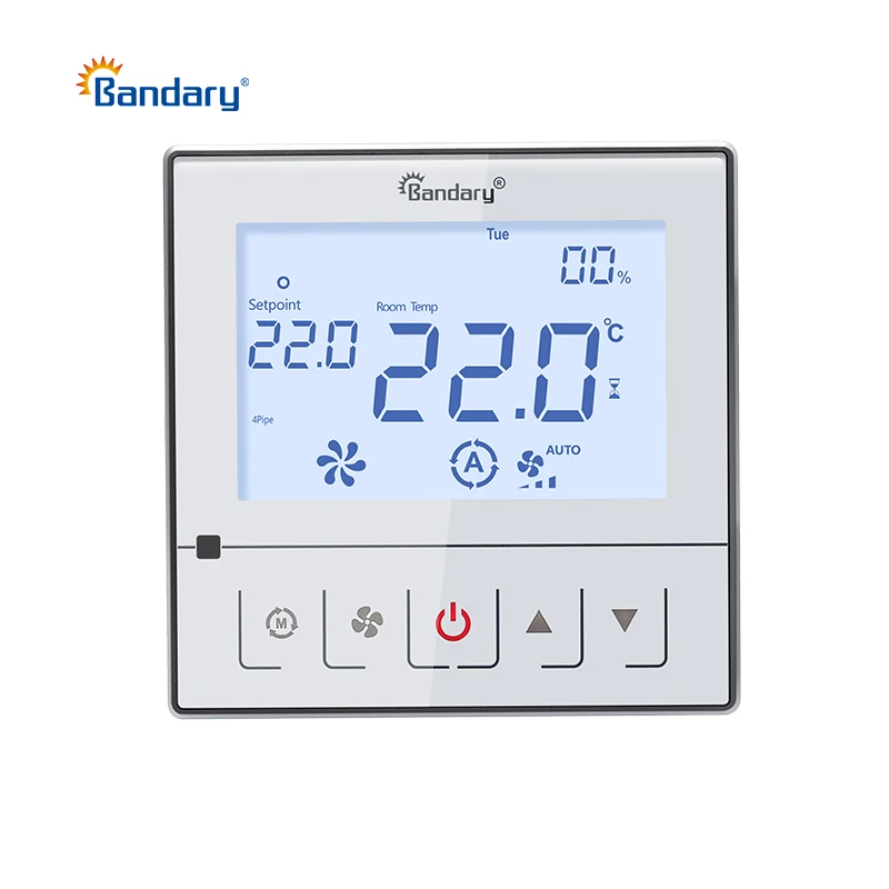 Bandary custom 24V 2A 0-10 output 2-pipe programmable digital wired adjustable cooling heating home room thermostat