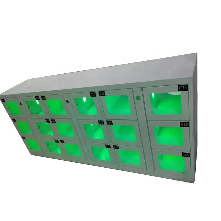 Smart Food Locker PIN Code Barcode Access Fingerprint Face Recognition Cheap Stock Lockers