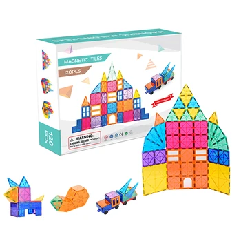Competitive Price Shape Design 120PCS Magnetic Tiles Kids Magnetic Building Tiles Blocks Toys Set for Cheap Sale
