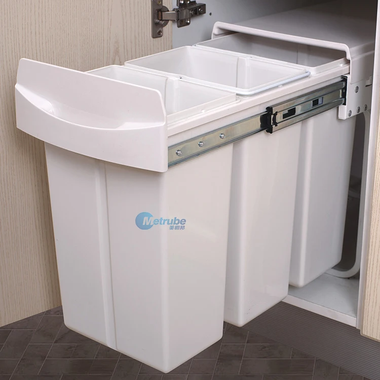 Slide Out Three Bins With Handle Department  Kitchen Revolving Waste Bin