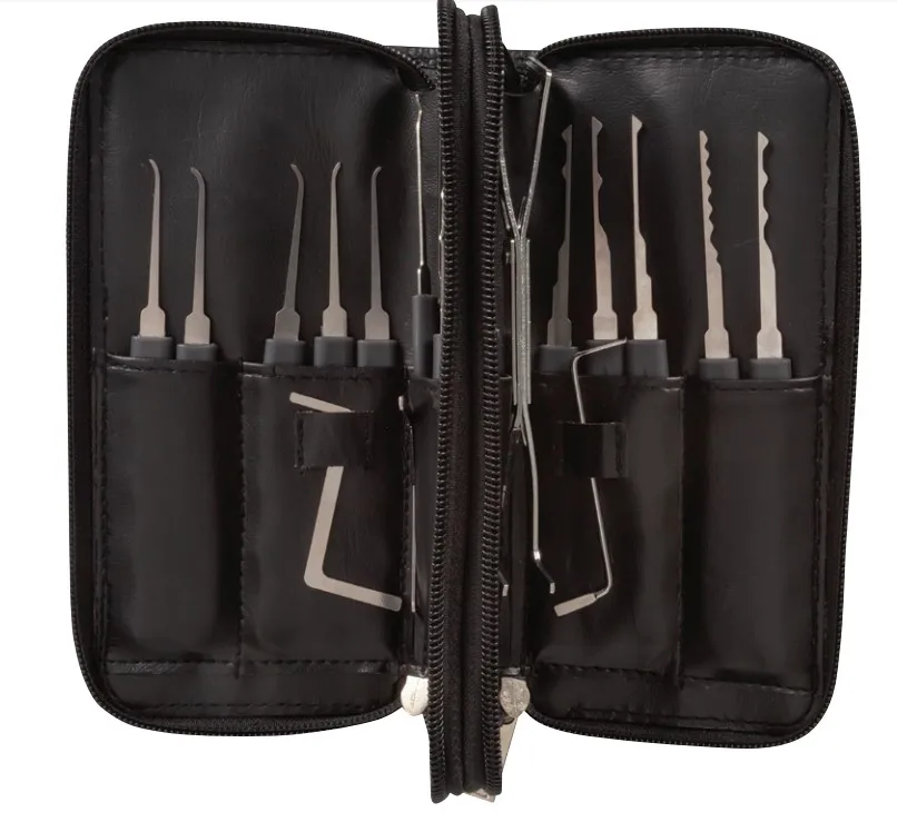 Free Sample 24pcs Locksmith Hook Lock Picking Set Lock Pick Set Lockpicking Tools with Transparent Practice Padlock