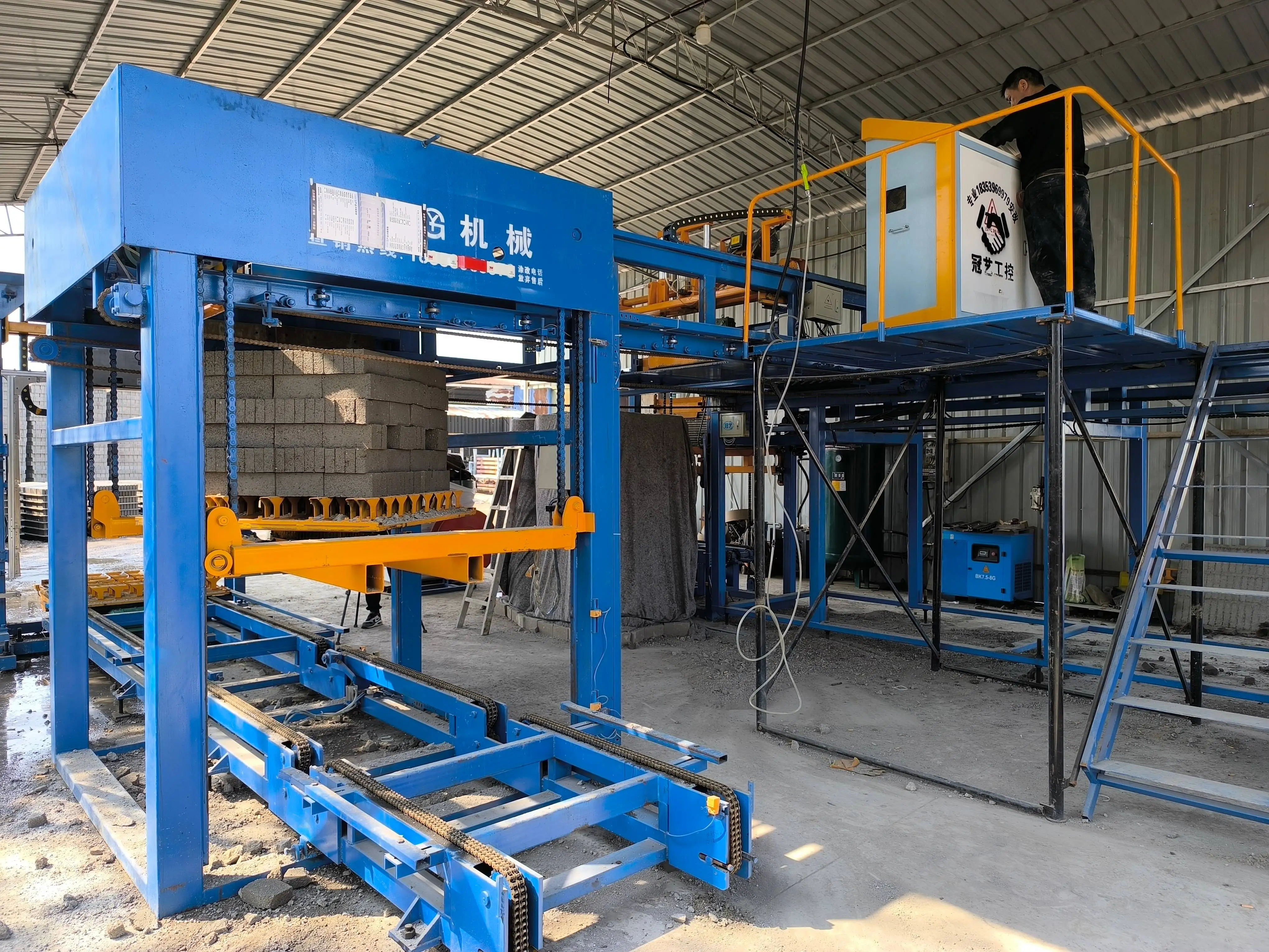 Automatic Brick Stacking and Wrapping Machine Concrete Block Stacking and Packaging Line supplier
