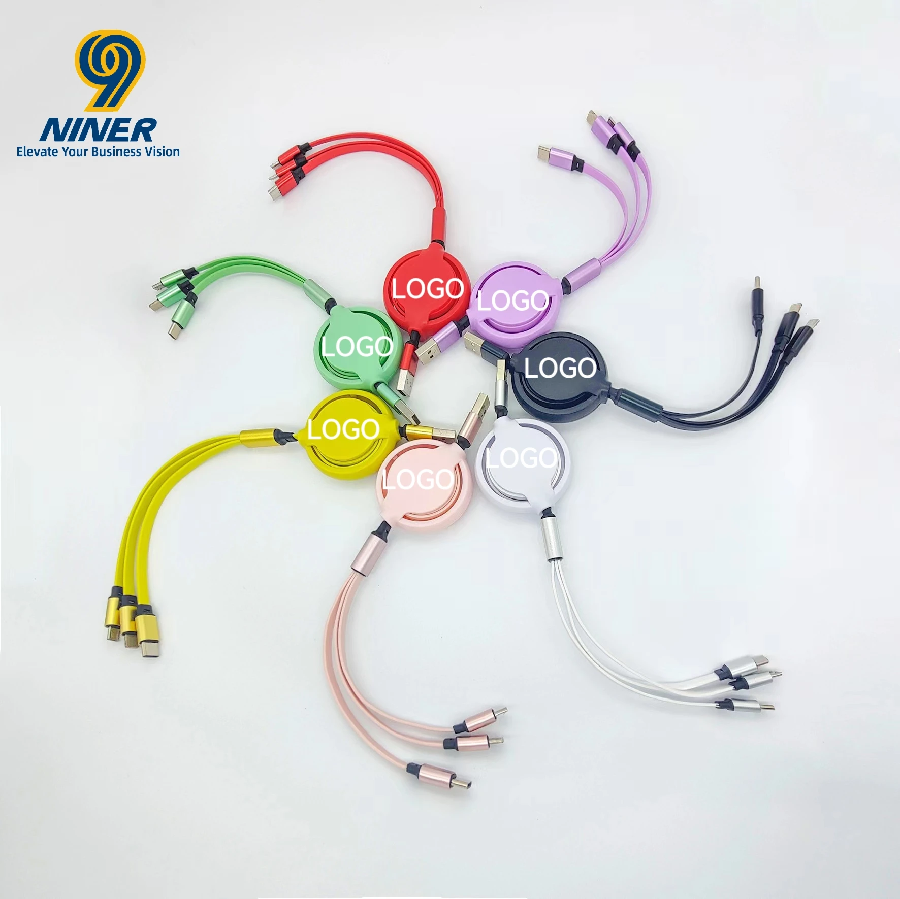 3-in-1 Fast Charging Retractable Phone Charging Cable with Custom Logo Small Gift Multi-Functional