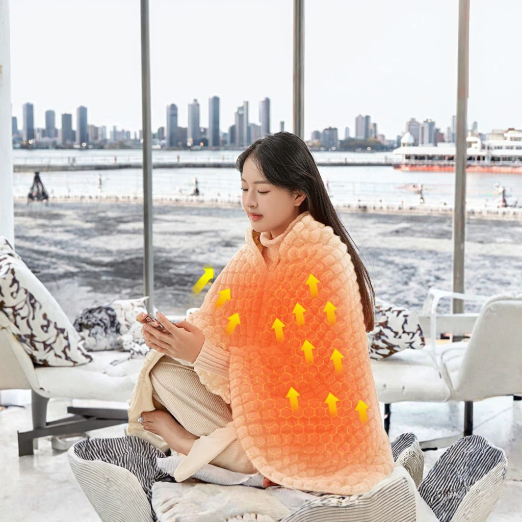 Polyester Heated Throw Blanketshawl, USB, Cordless - detail 6
