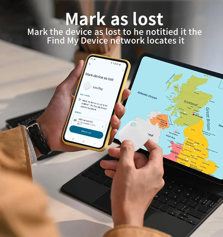 RSH Android Tag OEM Your Logo Google Find My Device Tracker Smart GPS Locator Type C Rechargeable Key Finder for Google Find Hub details