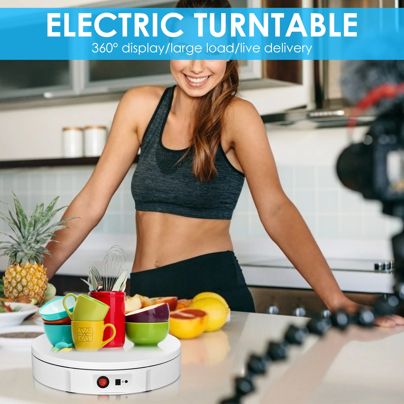 Turntable Display Stand Remote Control,360 Electric Rotating Machine with Adjustable Speed 30 CM for Display Jewelry Cakes Etc.