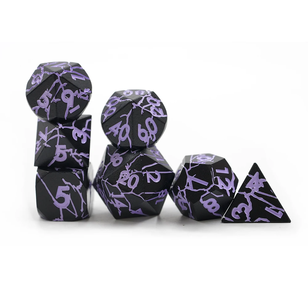 Beautiful Bulk Metal Dice Set Custom Logo Zinc Alloy Crack Shape for DND Games Available in Multiple Colors Wholesale details