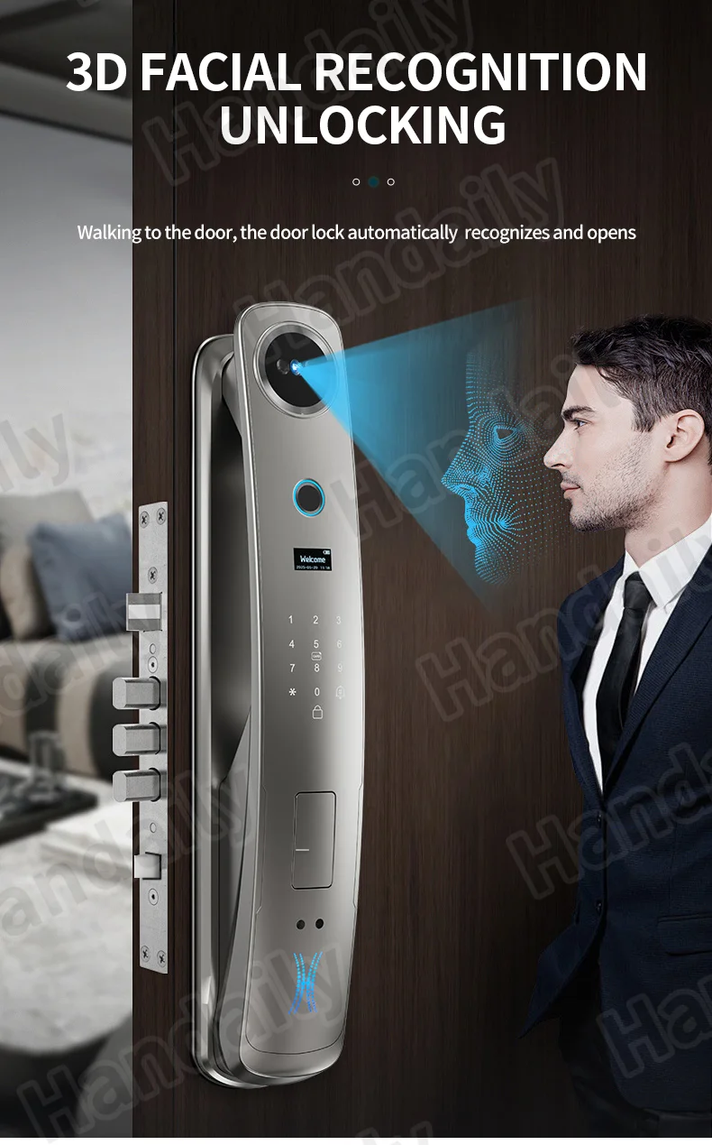 handaily logo custom video talking smart lock with privacy password face recognition tuya wifi digital locks h8-3