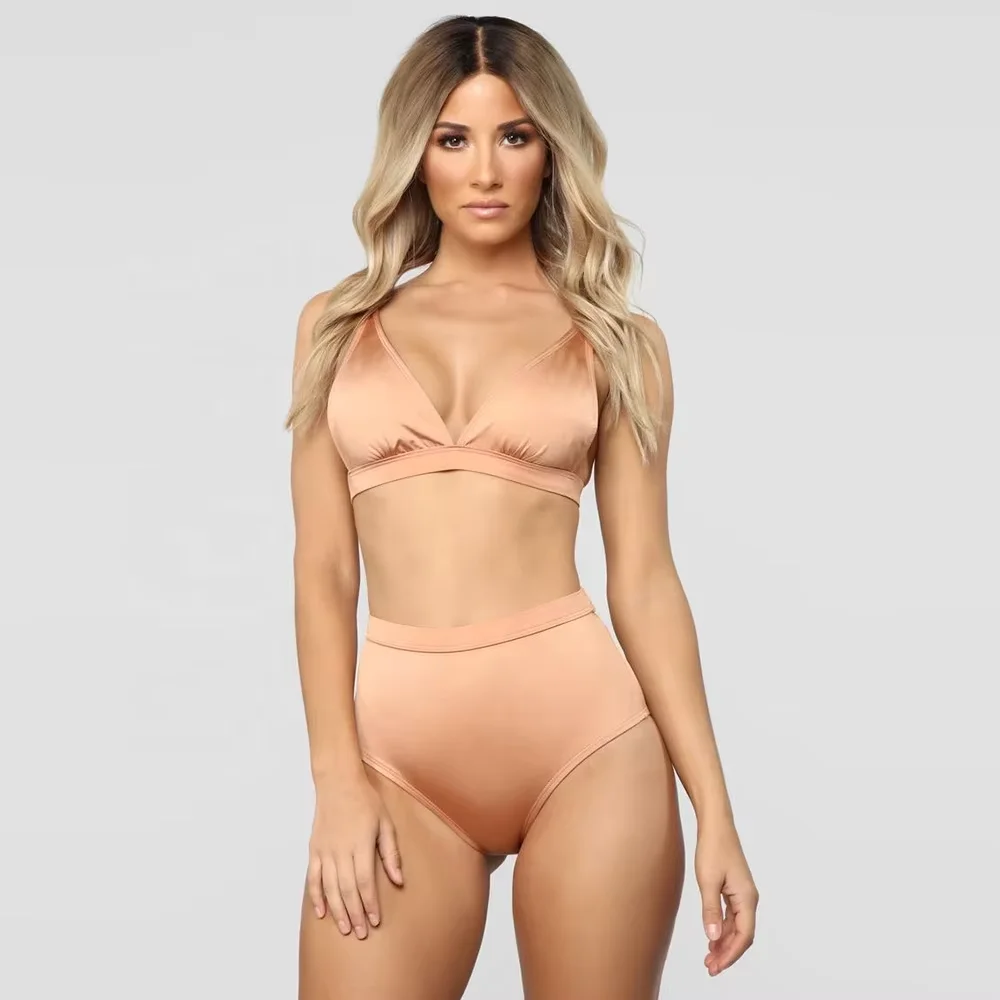 China Factory's Modest Reversible Bikini Sets OEM Waist High High Waisted Thongs Bottom Brazilian Plus Size 2-Piece Beachwear