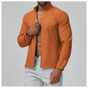 Autumn Breathable Lightweight Sport Riding Jacket for Men Athletic Wear Full Zip Slim Fit Stand Collar Long Sleeve Racing Jacket